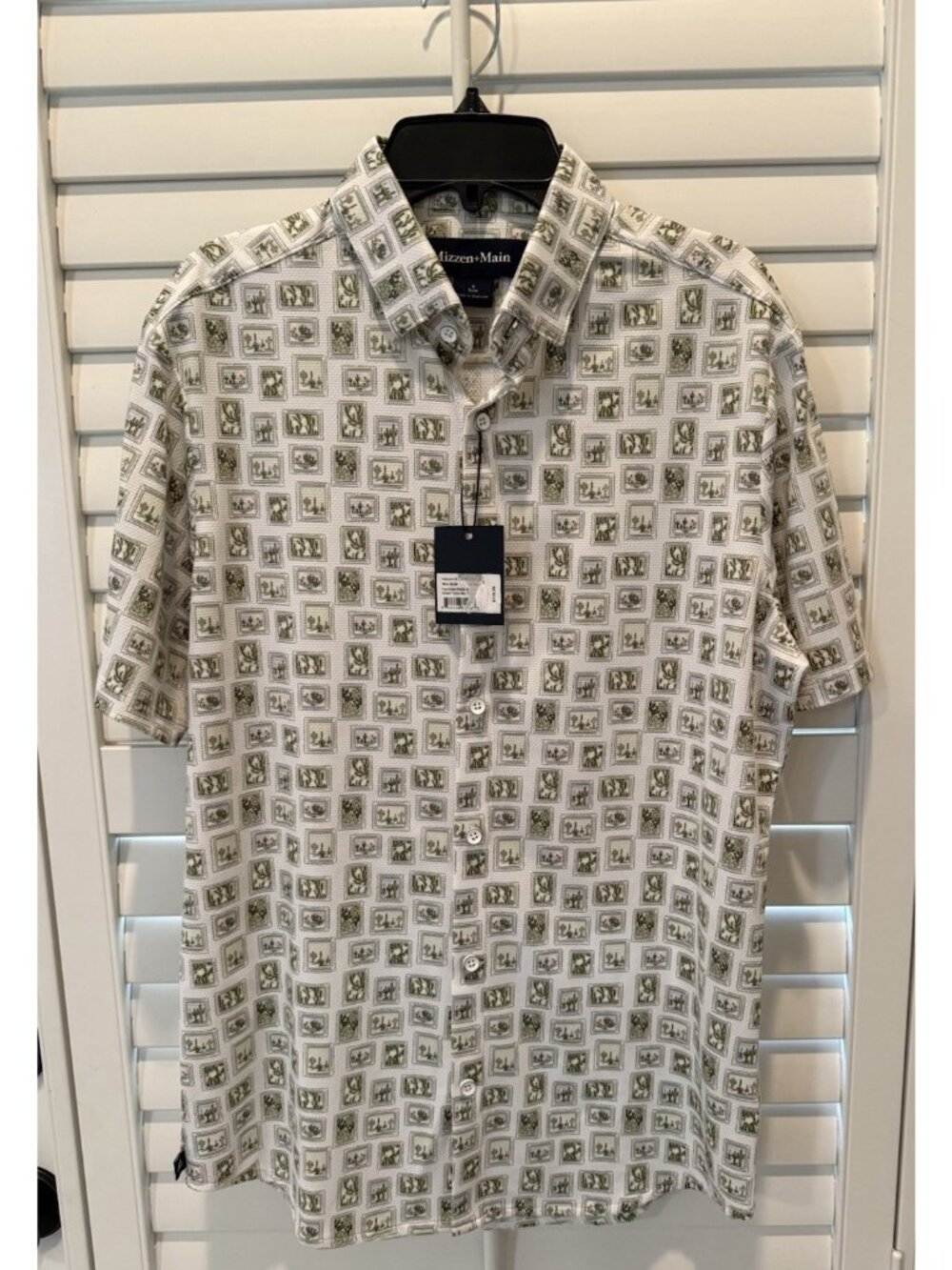 Mizzen + Main Halyard Shirt Men Small Trim Fit Cactus Performance Stretch *2D